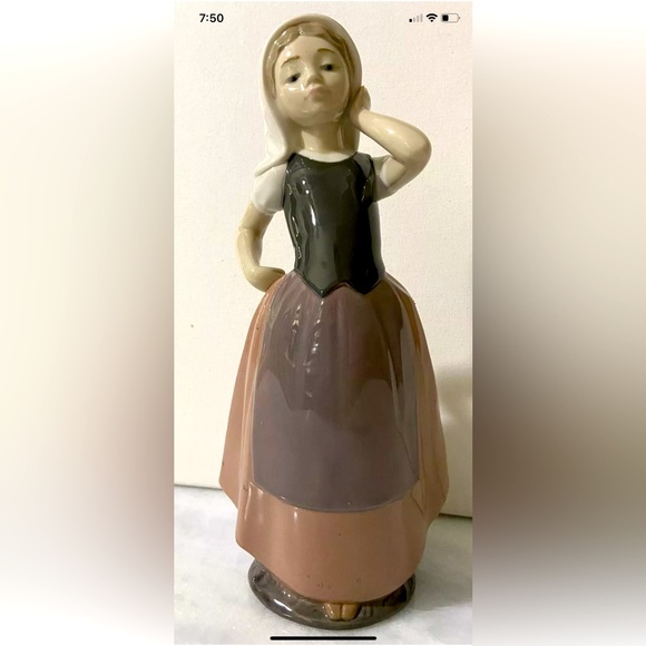 Lladro Other - Retired NAO-Hand Made in Spain by Lladro Girl Touching Hair 9.5" Inches Tall